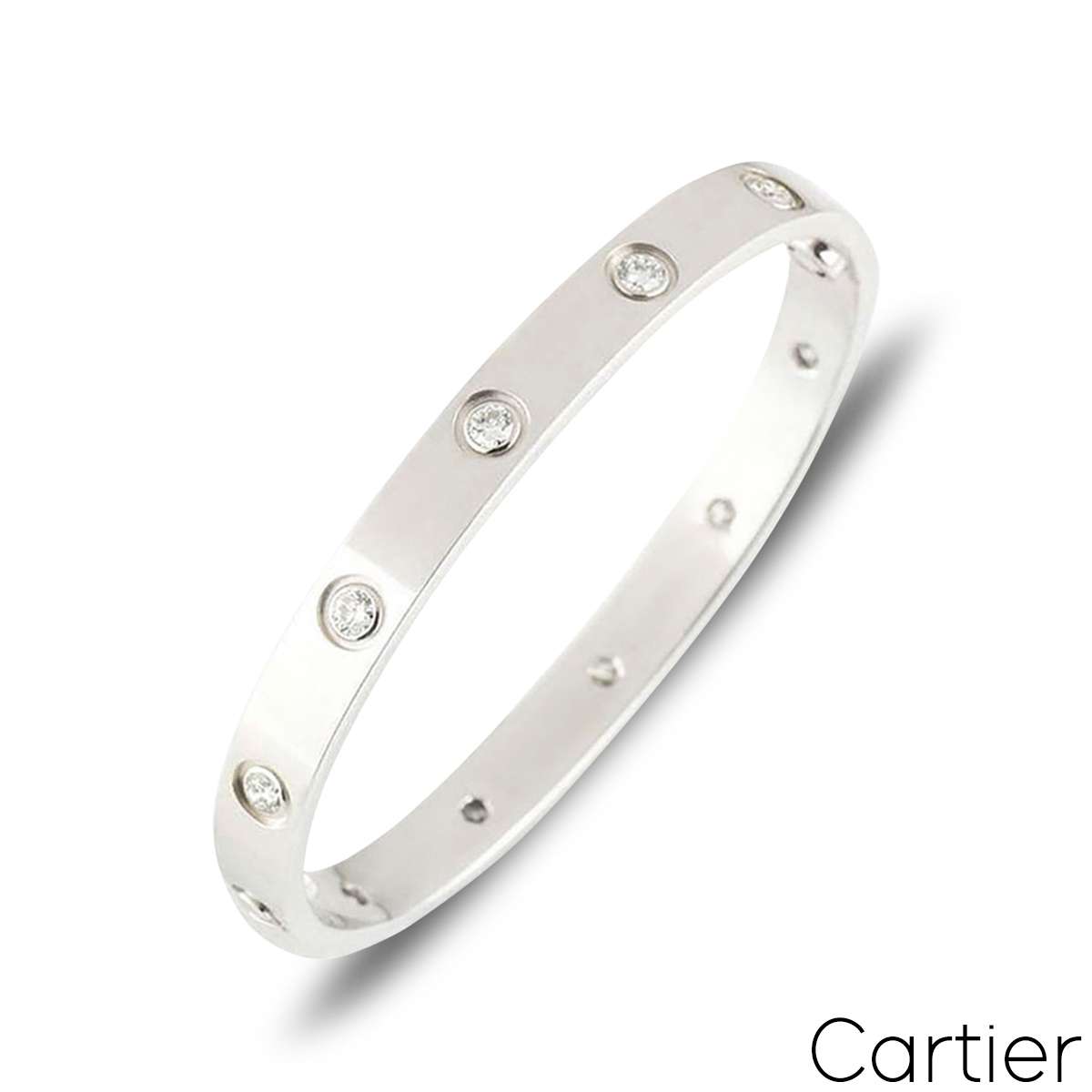Cartier White Gold Full Diamond Love Bracelet Size 19 B6040719 Cartier White Gold Full Diamond Love Bracelet Size 19 B6040719
